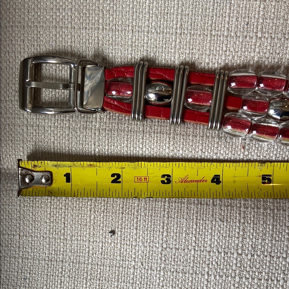 Jose Corel Vitage made in France Stylish Red leather belt with Beaded Band - Picture 4 of 10